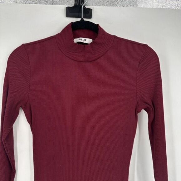 Billie the Label Estelle Turtleneck Ribbed Midi Dress Bordeaux Red Medium - Picture 7 of 12